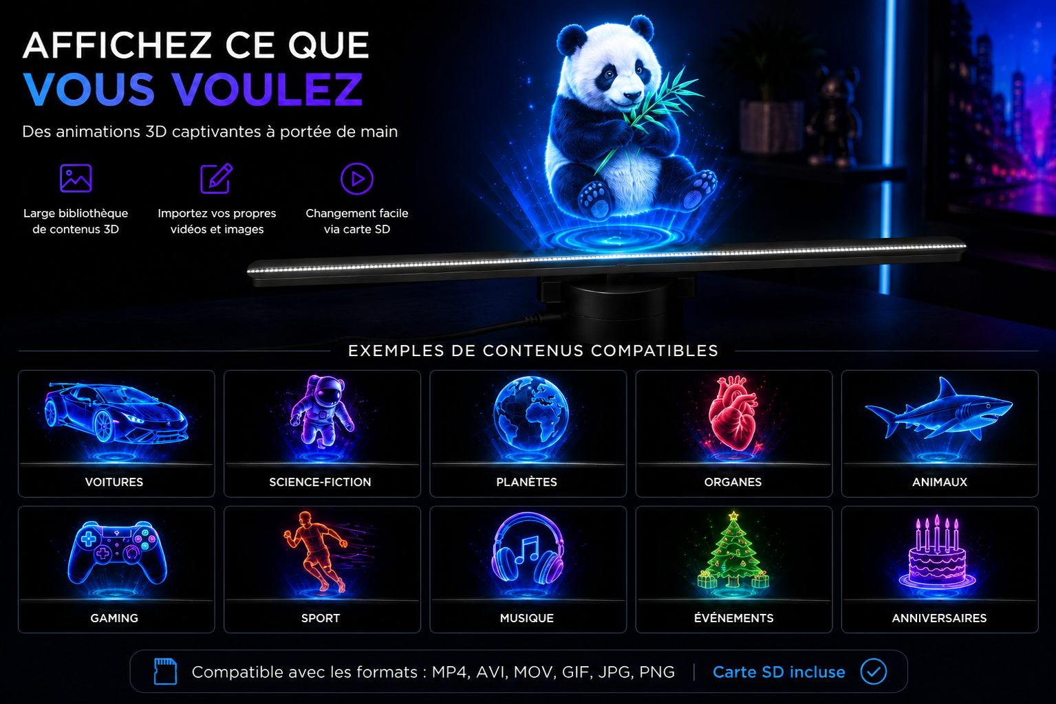 Ventilateur Holographique 3D LUMORA™